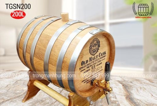 Thùng rượu gỗ sồi nhập khẩu Nga 200L - Thùng Gỗ Sồi Mạnh Hùng - Cơ Sở Sản Xuất Trống Mạnh Hùng